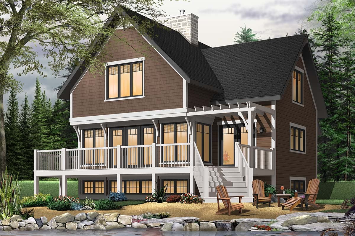 Plan 21551DR: Cottage with Open Concept Main Floor Plan and Three Beds Upstairs - Image #5 - Cottage, Vacation