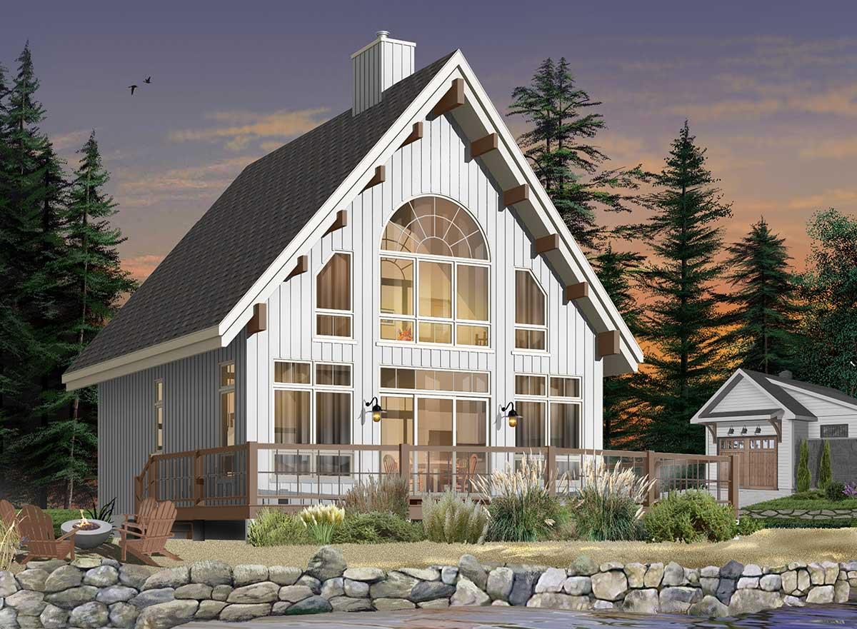 Plan 21553DR: Charming 3-Bedroom Cottage with Wraparound Porch - 1300 Sq Ft - Image #7 - A-Frame, Cabin, Cottage, Country, Vacation