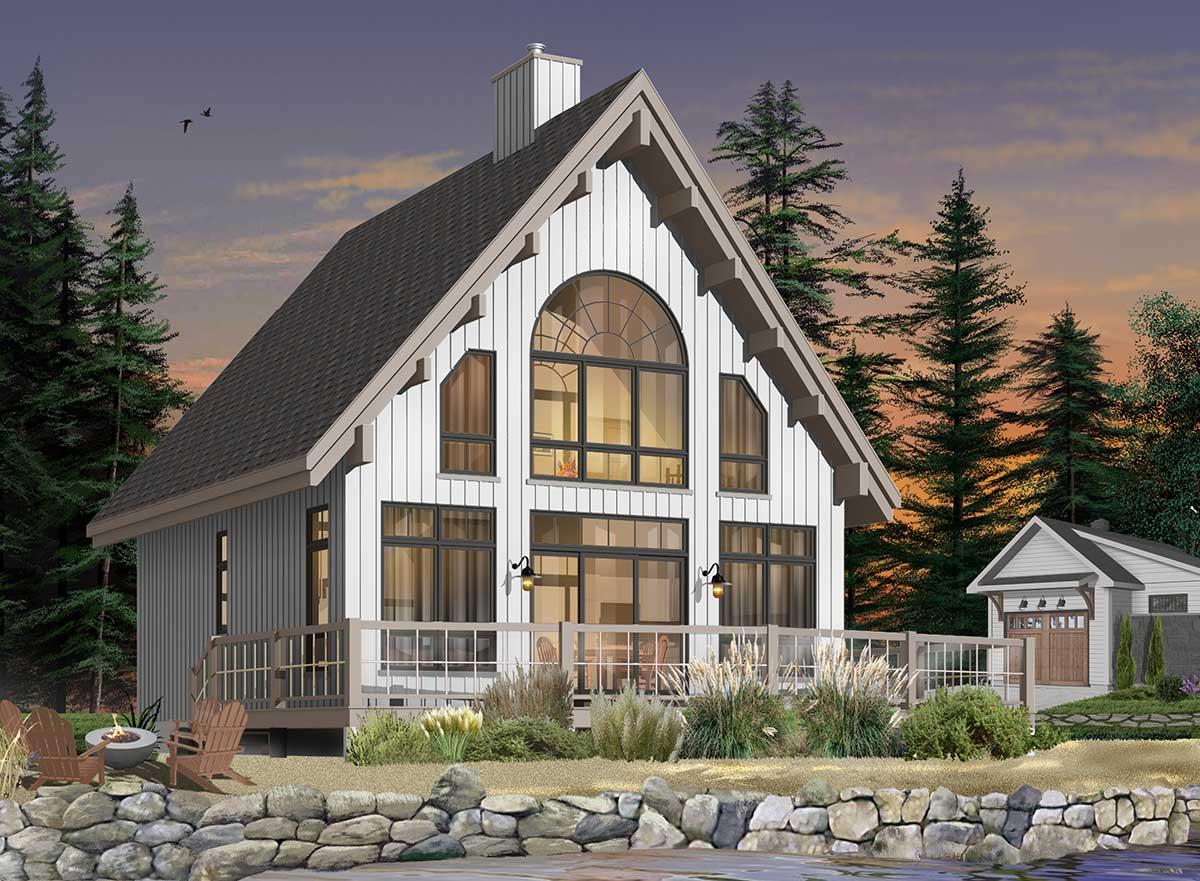 Plan 21553DR: Charming 3-Bedroom Cottage with Wraparound Porch - 1300 Sq Ft - Image #8 - A-Frame, Cabin, Cottage, Country, Vacation