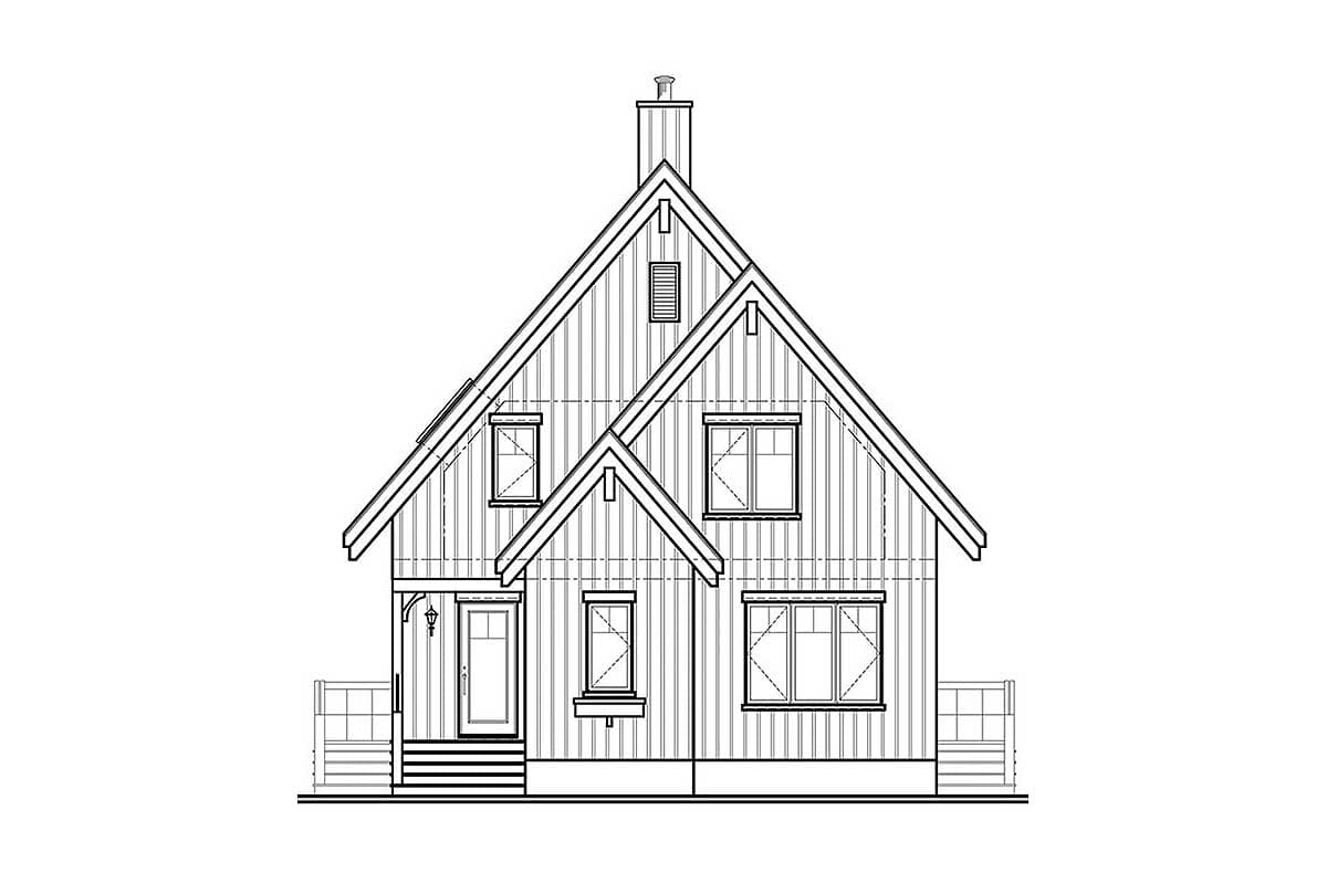Plan 21553DR: Charming 3-Bedroom Cottage with Wraparound Porch - 1300 Sq Ft - Image #9 - A-Frame, Cabin, Cottage, Country, Vacation