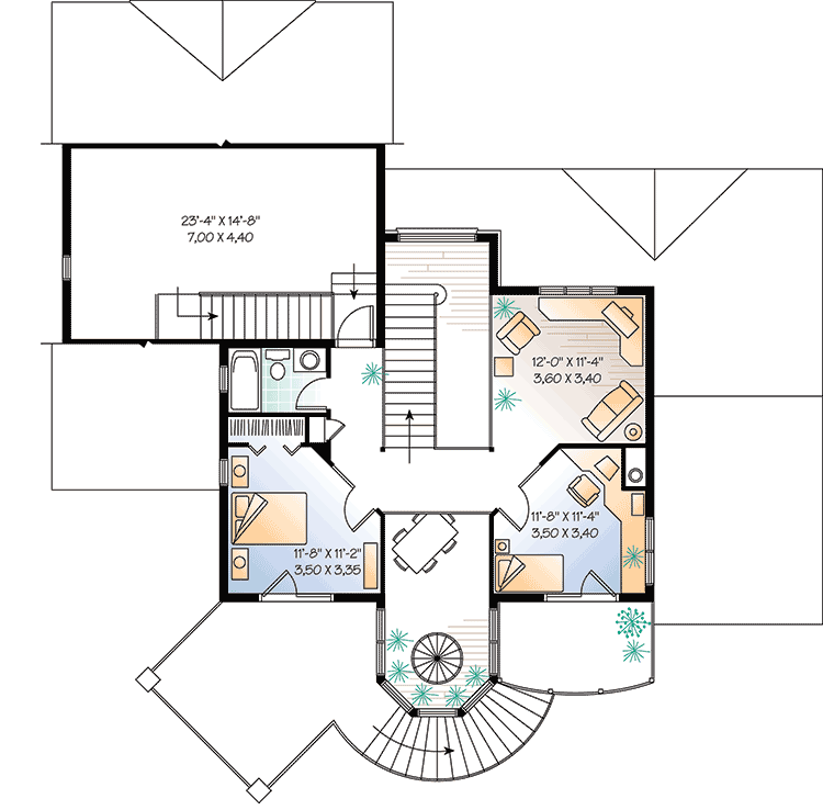 Plan 21556DR: Two-Story Atrium - Floor Plan - 2nd Floor - Country, Vacation