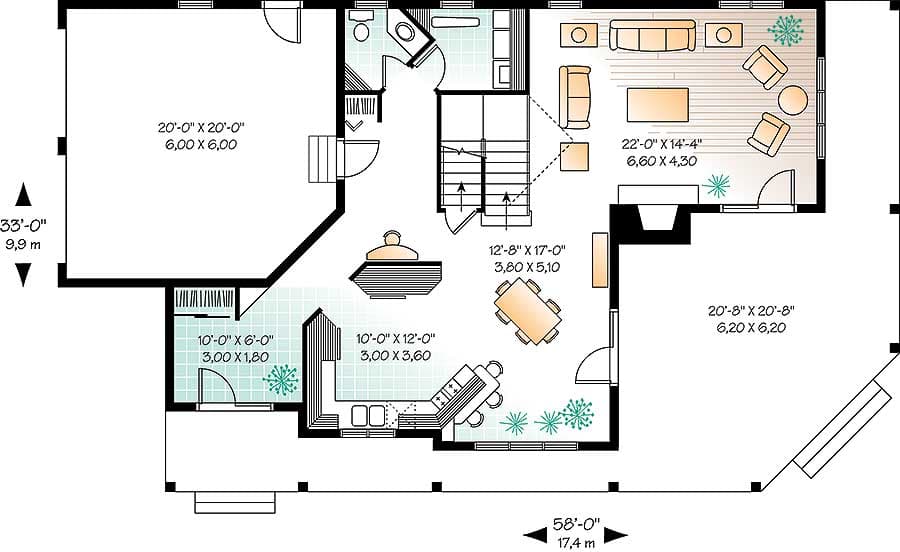 Plan 21558DR: Wonderful Wrap-Around Porch - Floor Plan - Main Level - Country, Farmhouse