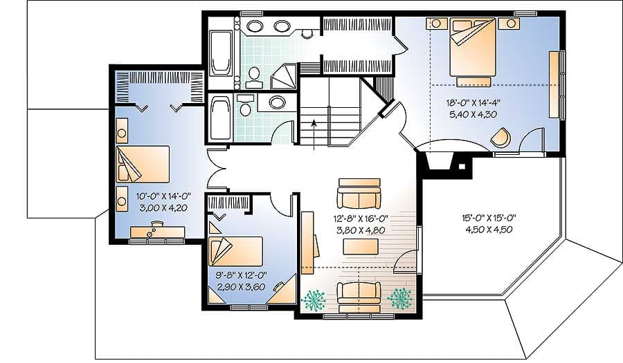 Plan 21558DR: Wonderful Wrap-Around Porch - Floor Plan - 2nd Floor - Country, Farmhouse