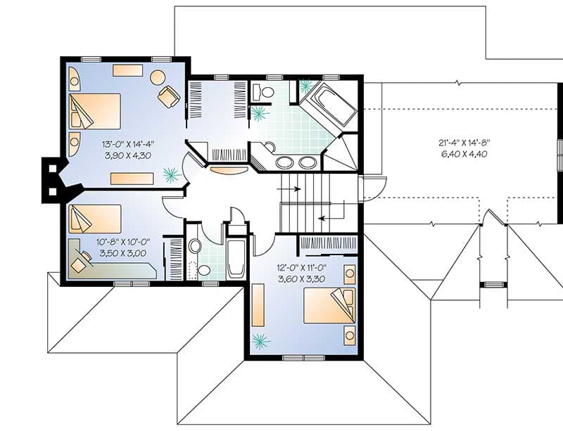 Plan 21559DR: Country House Plan with Alternate Versions - Floor Plan - 2nd Floor - Country, Farmhouse