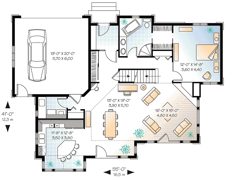 Plan 2156DR: 4-Bed House Plan with Soaring Spaces - Floor Plan - Main Level - Country, Traditional