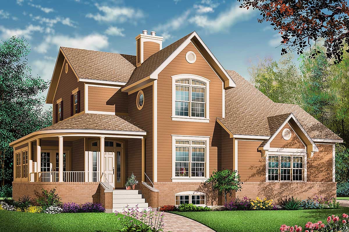 Plan 21560DR: Country Home Plan with Two Curved Porches - Image #7 - Country, Farmhouse, Traditional