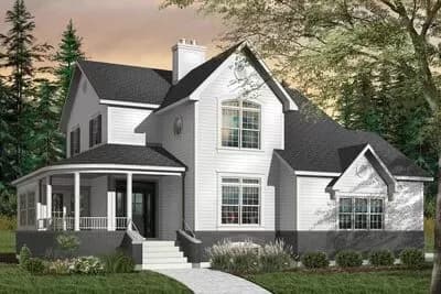 Country Home Plan with Two Curved Porches