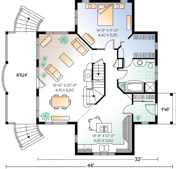 Plan 21565DR: Dream Design with Many Options - Floor Plan - Main Level - Cottage, Country, Mountain, Vacation