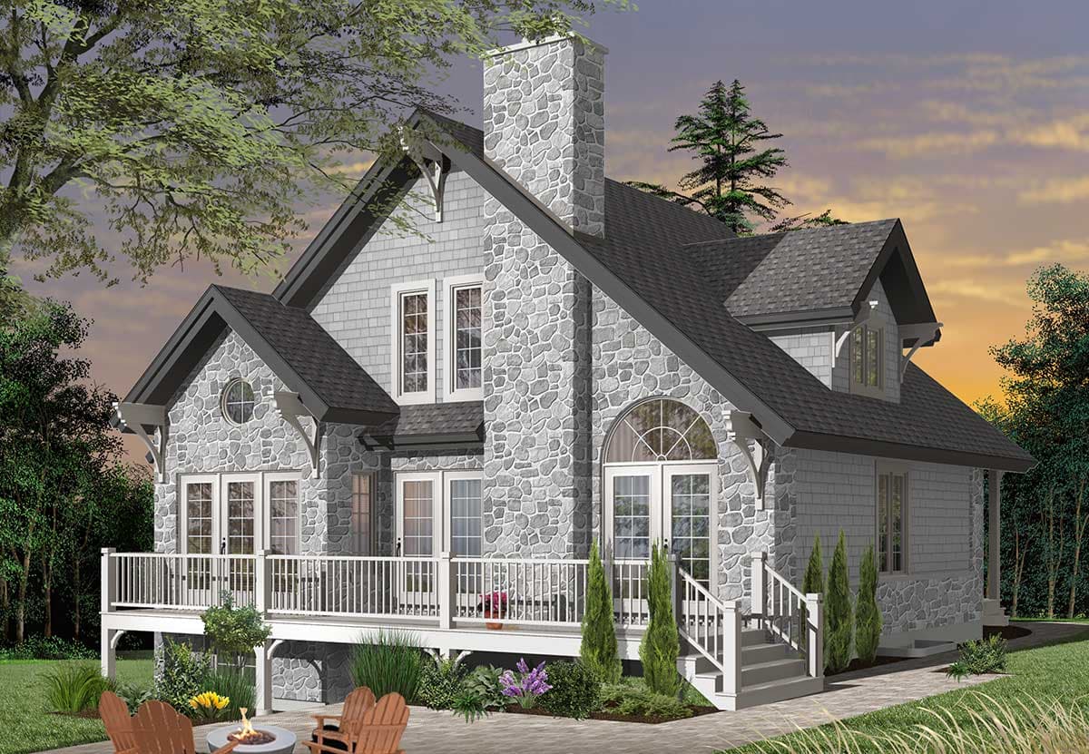 Plan 21567DR: Four-Seasons Cottage With Family Room Open To Above - Image #4 - Cottage, Country, European, Mountain, Rustic, Vacation