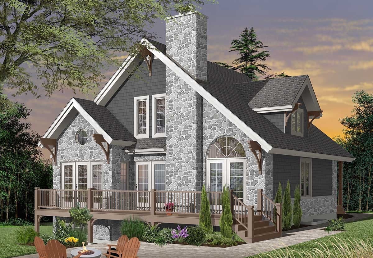 Plan 21567DR: Four-Seasons Cottage With Family Room Open To Above - Image #5 - Cottage, Country, European, Mountain, Rustic, Vacation