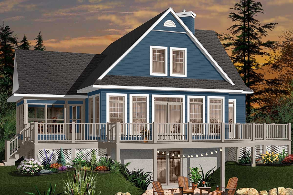 Plan 21569DR: Four-Season 3 Bedroom Lake House Plan with Drive Under Garage - 1832 Sq Ft - Image #15 - Cottage, Country, Craftsman, Mountain, Traditional, Vacation