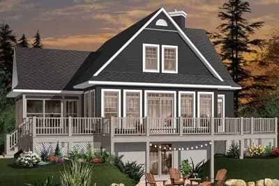 Four-Season 3 Bedroom Lake House Plan with Drive Under Garage - 1832 Sq Ft