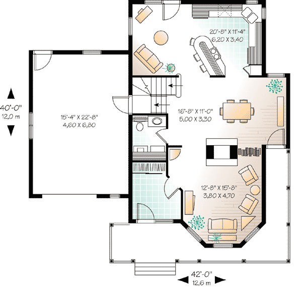 Plan 21570DR: Classic Porch and Bay Windows - Floor Plan - Main Level - Country, Traditional