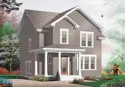 Narrow Lot Traditional Home Plan