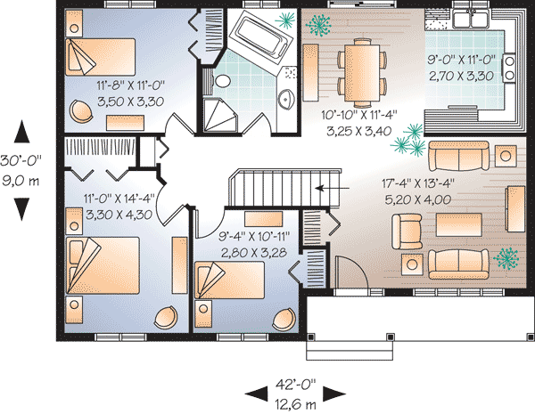 Plan 21605DR: 3 Bedroom Ranch Home Plan - Floor Plan - Main Level - Country, Ranch