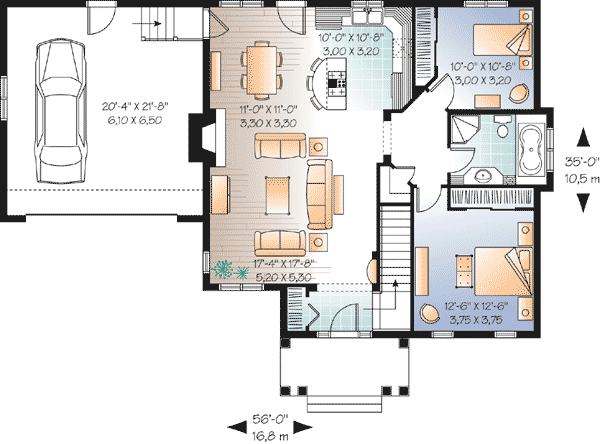 Plan 21611DR: Budget Friendly Bungalow - Floor Plan - Main Level - Ranch, Traditional