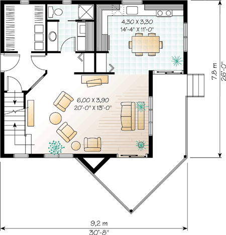 Plan 2162DR: Weekend Getaway - Floor Plan - Main Level - Contemporary, Cottage, Vacation