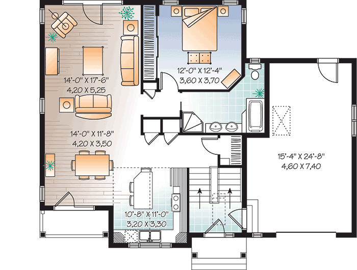 Plan 21621DR: Split Foyer House Plan with 1-Car Garage with Bonus Expansion Above - 2085 Sq Ft - Floor Plan - Main Level - Traditional