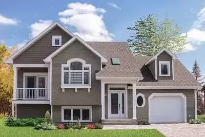 Split Foyer House Plan with 1-Car Garage with Bonus Expansion Above - 2085 Sq Ft