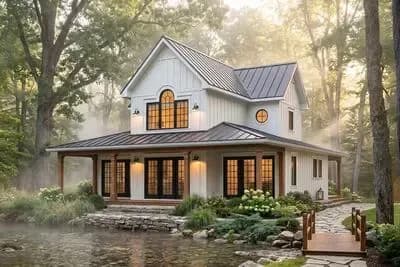 Southern Farmhouse House Plan with 2 Bedrooms and Loft