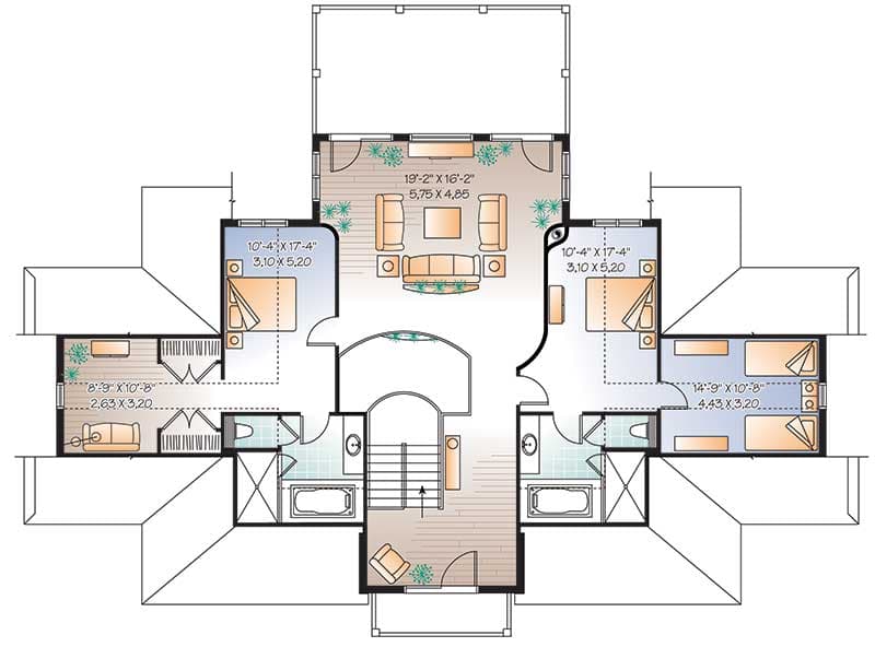 Plan 21638DR: Vacation Beach House Plan - Floor Plan - 2nd Floor - Beach, Florida-Style, Vacation