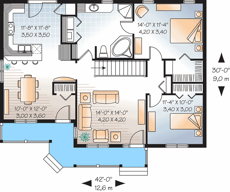 Plan 21661DR: Country Details Brighten Compact Home Plan - Floor Plan - Main Level - Country, Ranch, Traditional