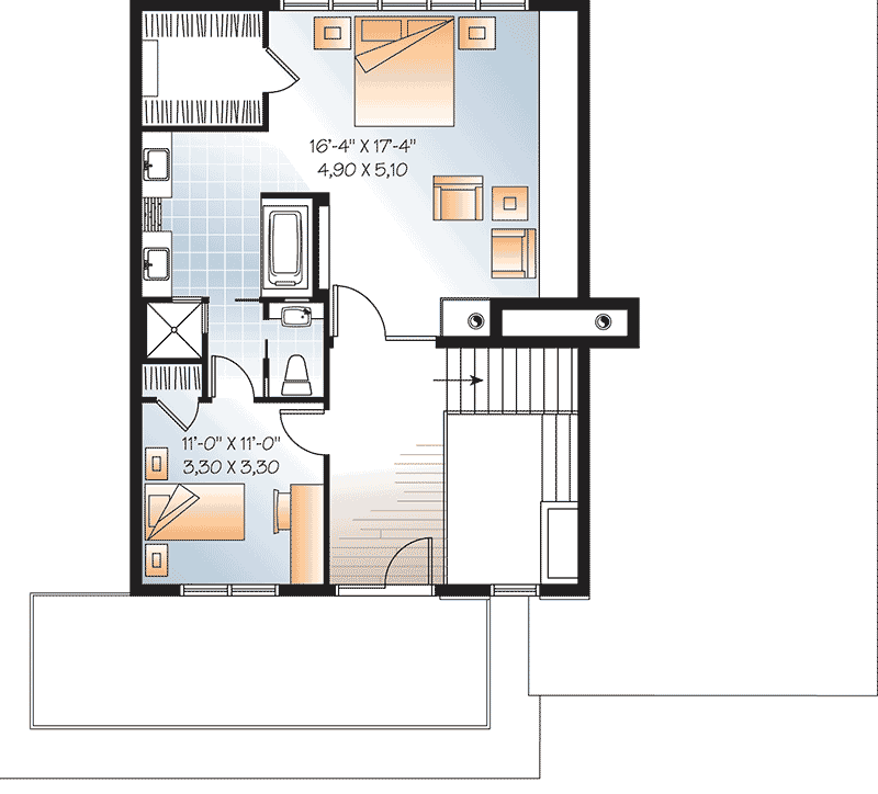 Plan 21679DR: Modern House Plan with 2nd Floor Terace - Floor Plan - Second Level - Contemporary