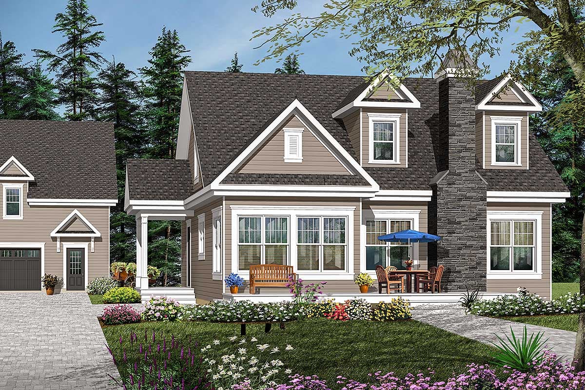 Plan 21681DR: Farmhouse Modern Cottage style house plan offering lots of natural light.  - Image #4 - Traditional