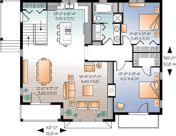 Plan 21689DR: Upside Down Traditional House Plan - Floor Plan - Main Level - Traditional