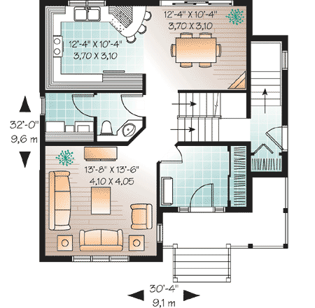 Plan 21694DR: Compact and Charming - Floor Plan - Main Level - Farmhouse