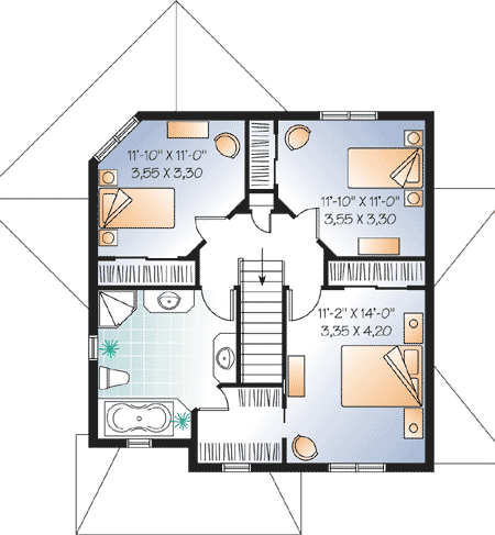 Plan 21695DR: Angled Family Room & Home Office - Floor Plan - 2nd Floor - Traditional