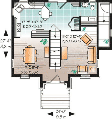 Plan 21696DR: Traditional Home for Narrow Lot - Floor Plan - Main Level - Traditional