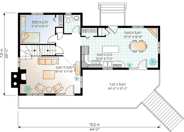 Plan 2170DR: Four-Season Vacation Home - Floor Plan - Main Level - Cabin, Country, Rustic, Vacation