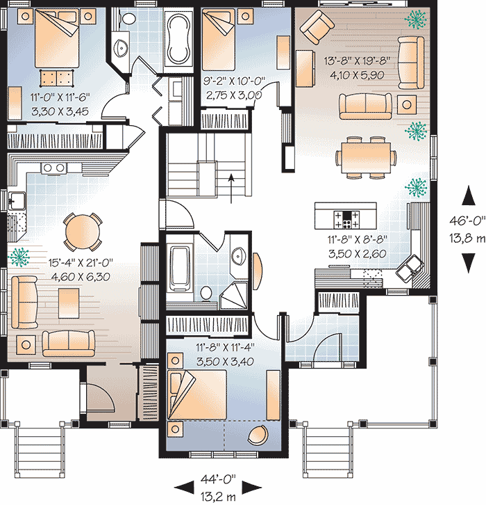 Plan 21710DR: Attractive Bi-Generational House Plan - Floor Plan - Main Level - Ranch, Traditional