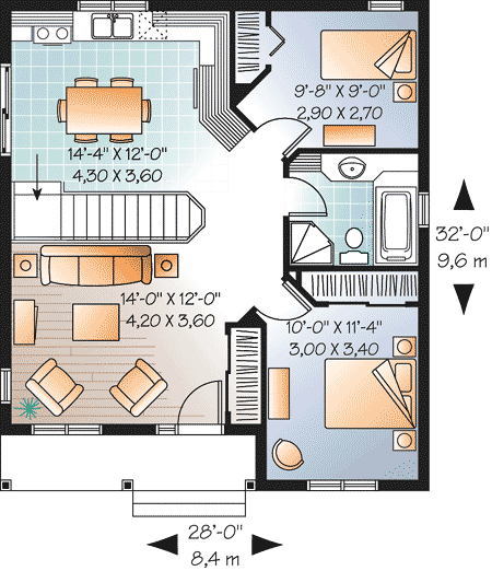 Plan 21713DR: Popular Compact Cottage - Floor Plan - Main Level - Cottage