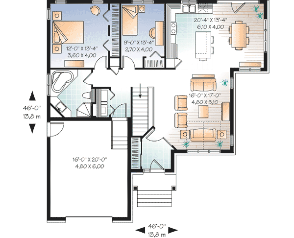 Plan 21722DR: Affordable House Plan in 2 Sizes - Floor Plan - Main Level - Traditional