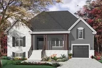 Split Level Home Plan with Welcoming Front Porch
