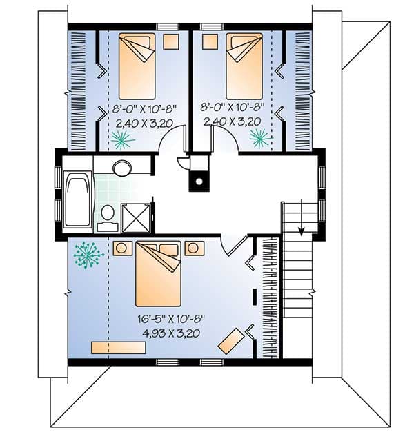 Plan 21733DR: Cozy Country Cottage - Floor Plan - 2nd Floor - Cottage, Country