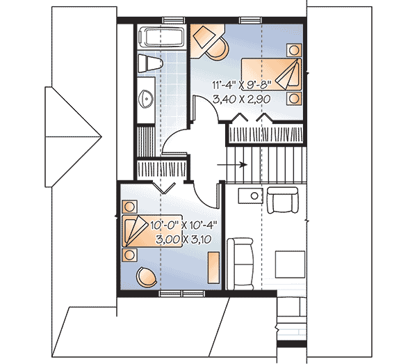 Plan 21735DR: Cozy Cottage with Covered Porch - Floor Plan - 2nd Floor - Traditional