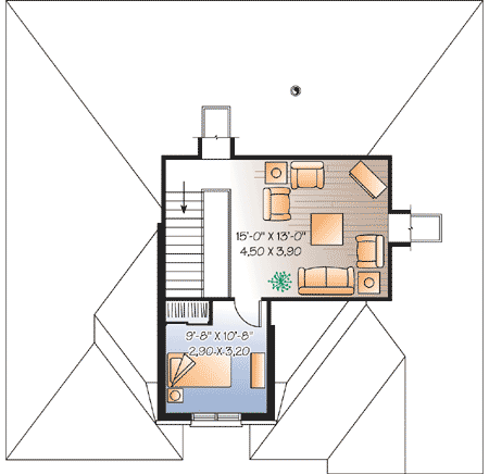 Plan 21736DR: 3 Bedrooms with Game Room - Floor Plan - 2nd Floor - European