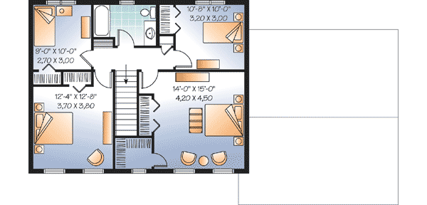 Plan 21744DR: 4 Bedrooms Up - Floor Plan - 2nd Floor - Colonial, Traditional