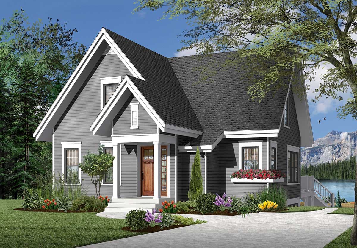 Plan 21748DR: 3-Bed Cottage with Superb Rear Terrace - Image #4 - Cottage, Vacation