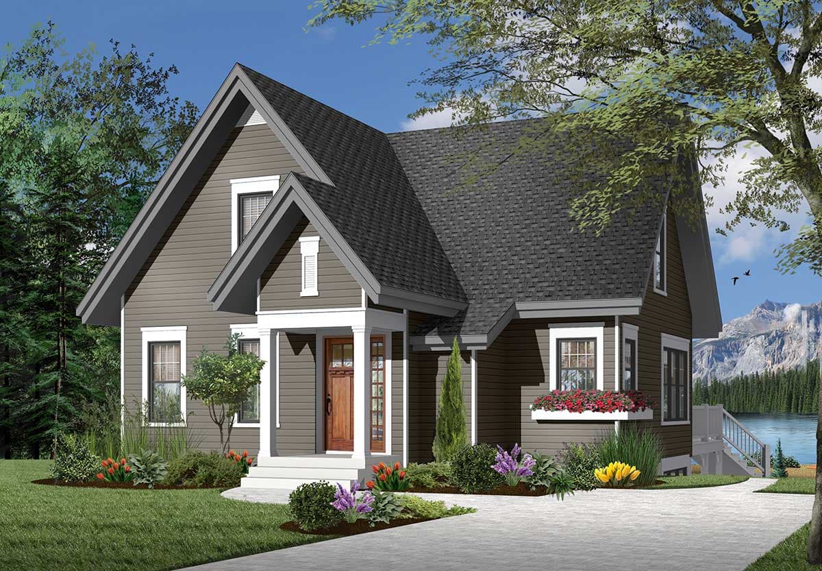 Plan 21748DR: 3-Bed Cottage with Superb Rear Terrace - Image #5 - Cottage, Vacation