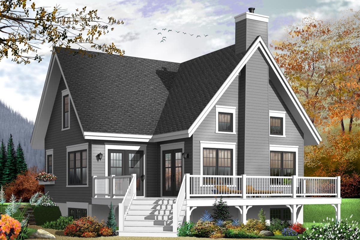Plan 21748DR: 3-Bed Cottage with Superb Rear Terrace - Image #6 - Cottage, Vacation