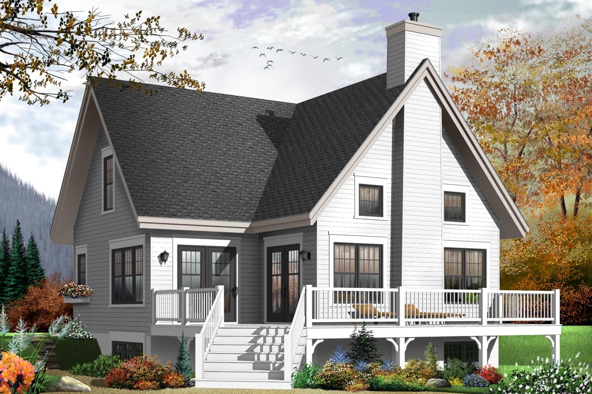 Plan 21748DR: 3-Bed Cottage with Superb Rear Terrace - Image #7 - Cottage, Vacation