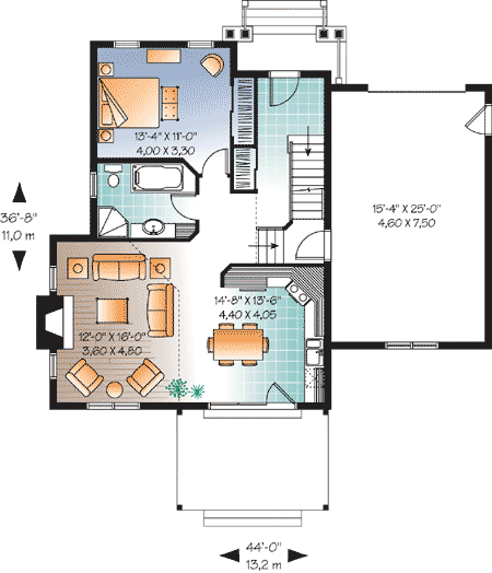 Plan 21749DR: Cozy Traditional House Plan - Floor Plan - Main Level - Traditional
