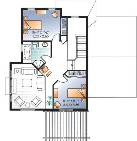 Plan 21749DR: Cozy Traditional House Plan - Floor Plan - 2nd Floor - Traditional