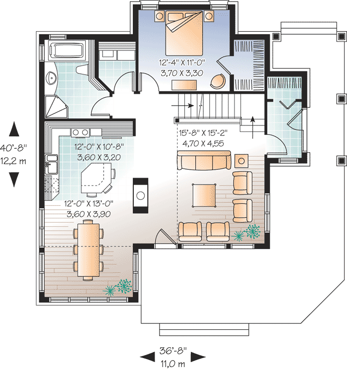 Plan 21750DR: Vacation Getaway - Floor Plan - Main Level - Cottage, Traditional, Vacation