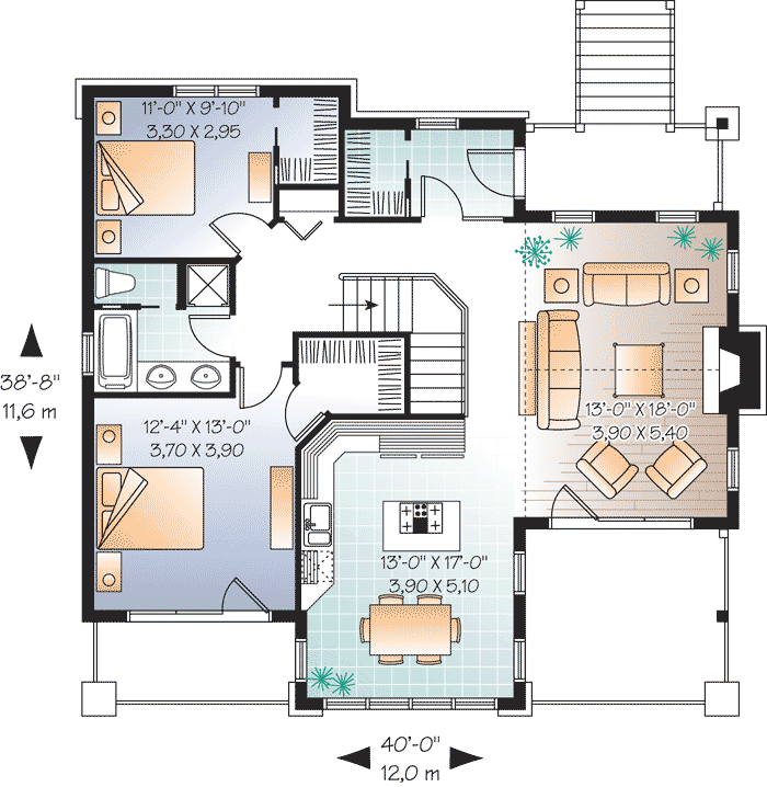 Plan 21752DR: Spacious Mountain Home Plan with 4 Beds - 2145 Sq Ft - Floor Plan - 2nd Floor - Mountain, Traditional, Vacation
