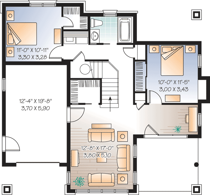 Plan 21752DR: Spacious Mountain Home Plan with 4 Beds - 2145 Sq Ft - Floor Plan - Main Floor - Mountain, Traditional, Vacation